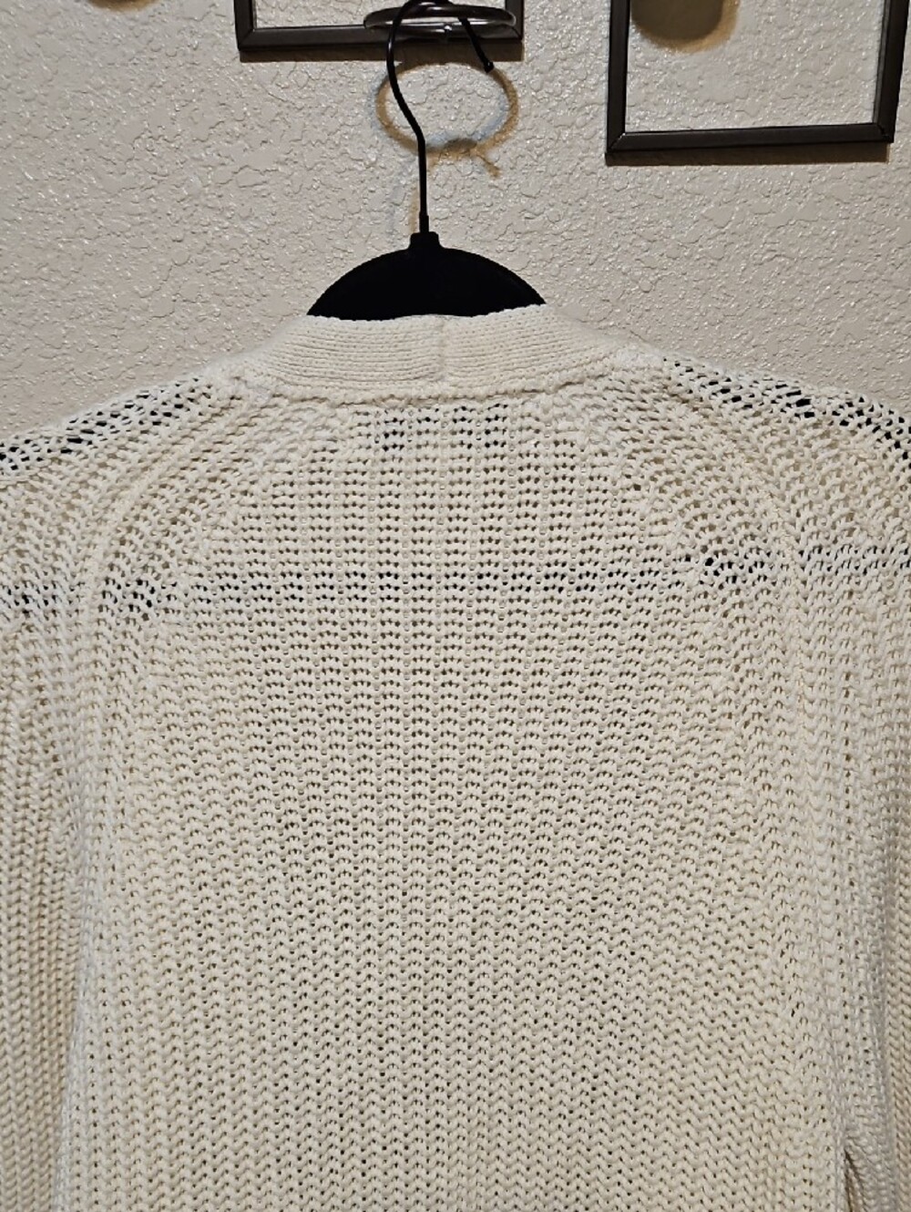 Curios Open-Front Fringe Knit Cardigan in Light Cream - Picture 8 of 10